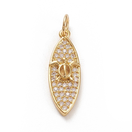 Brass Micro Pave Clear Cubic  Zirconia Pendants KK-D532-08G-1