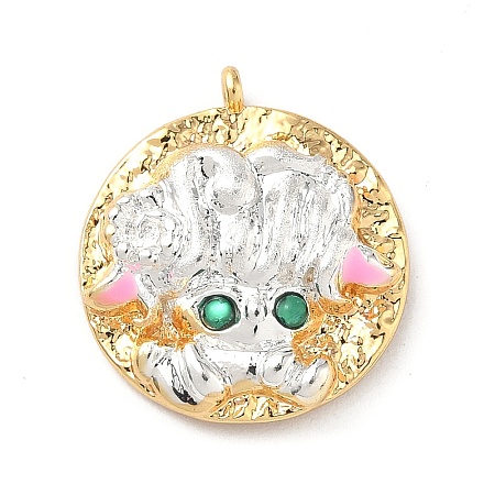 Brass Micro Pave Cubic Zirconia Enamel Pendants KK-L250-08G-02-1