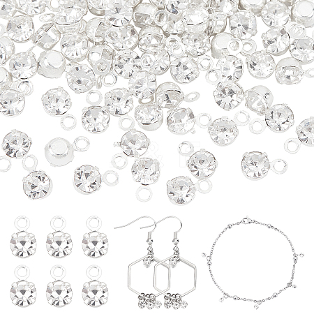 100Pcs Brass Crystal Rhinestone Charms KK-PH0003-81-1