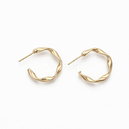 Semicircular Brass Stud Earrings LS-KK-Q762-016G-NF-1