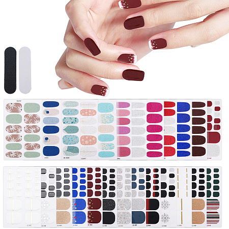 Globleland 24 Styles Full-Cover Wraps Nail Polish Stickers MRMJ-GL0001-10-1