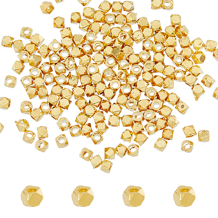 HOBBIESAY 150Pcs Brass Cube Beads KK-HY0003-65-1