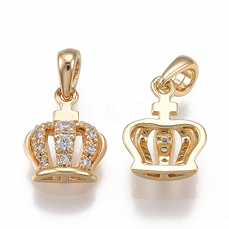 Brass Cubic Zirconia Charms KK-T038-203G-1