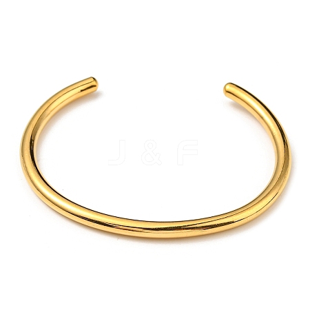 Ion Plating(IP) 304 Stainless Steel Simple Thin Cuff Bangles X-BJEW-P296-02G-1