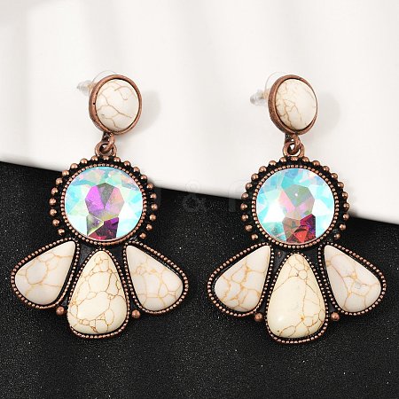 Alloy Synthetic Turquoise Dangle Stud Earrings LS-EJEW-U053-04A-R-1