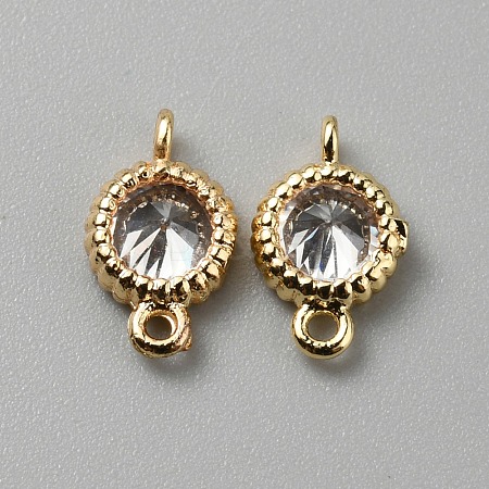 Brass Pave Clear Cubic Zirconia Connector Charms KK-WH0062-71B-G-1