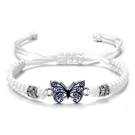 Butterfly Alloy Enamel Link Bracelet with Rhinestone PW23031902389-1