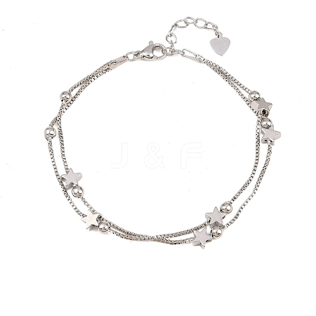 Brass Box Chain Multi-strand Bracelets for Women BJEW-C140-27P-1