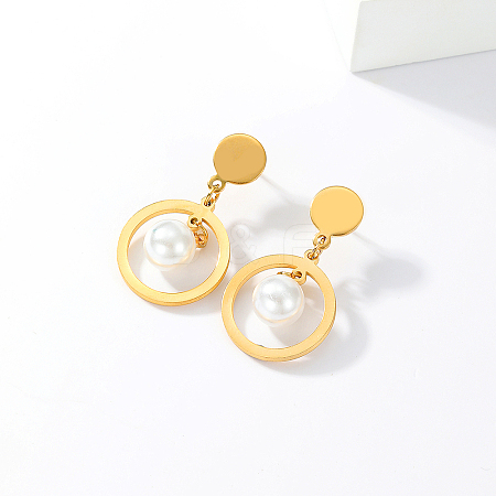 Elegant Stainless Steel Classic Pearl Stud Earrings for Women JQ6897-1