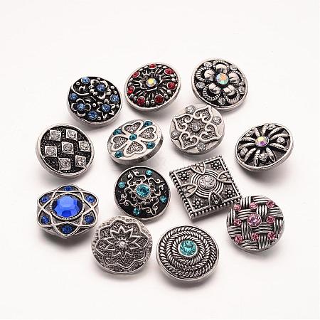 Flat Round with Mixed Style Zinc Alloy Jewelry Snap Buttons ALRI-R019-M-1