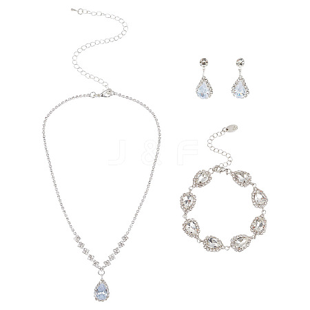 GOMAKERER Crystal Rhinestone Jewelry Set SJEW-GO0001-01-1