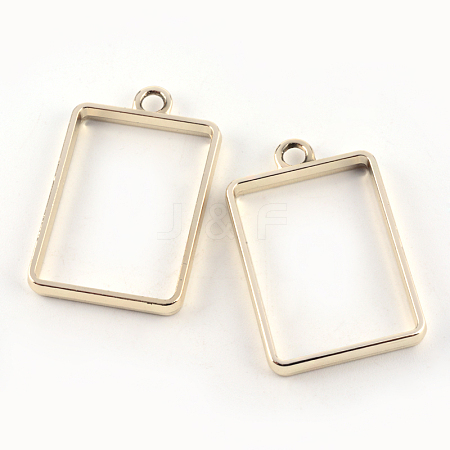 Rack Plating Alloy Rectangle Open Back Bezel Pendants LS-PALLOY-S047-28E-FF-1