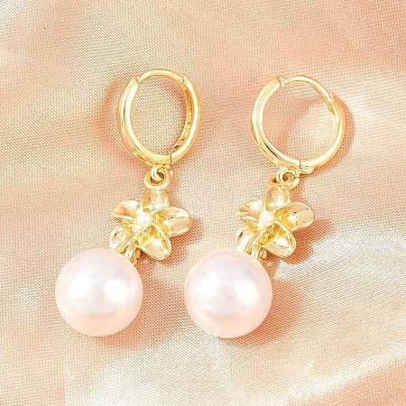 Valentine's Day Flower Brass Hoop Earrings EJEW-Z164-03G-1