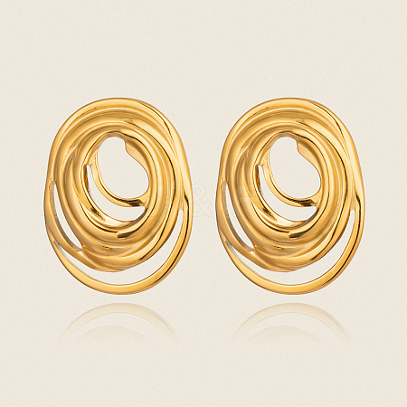 Spiral Oval 304 Stainless Steel Stud Earrings SU9252-1