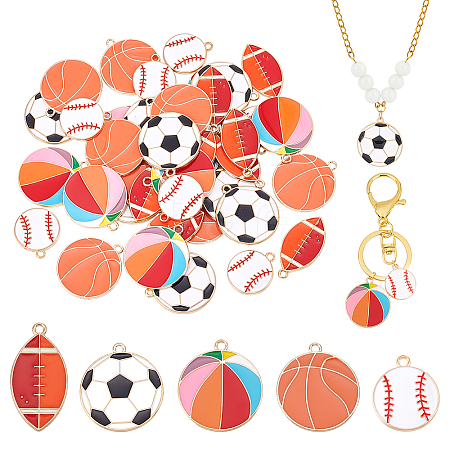 40Pcs 5 Styles Alloy Enamel Pendants ENAM-PH0002-86-1