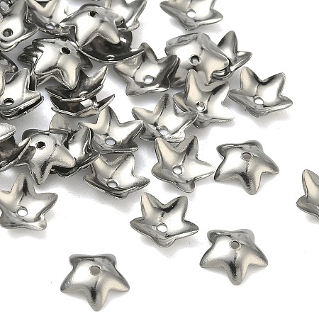 Non-Tarnish 5-Petal Flower Smooth Surface 304 Stainless Steel Bead Caps X-STAS-R065-56-1