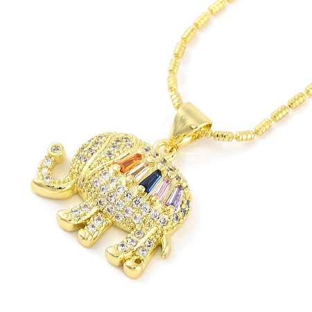 Brass Pave Colorful Cubic Zirconia Pendant Necklaces for Women NJEW-S430-03G-01-1