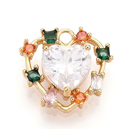 Brass Micro Pave Cubic Zirconia Charms KK-N261-12G-1