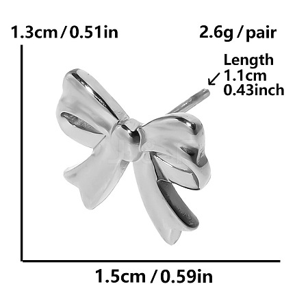 304 Stainless Steel Bowknot Stud Earrings XT2790-1-1