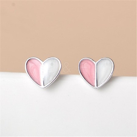 Heart Enamel Stud Earrings for Girl Women EJEW-BB46109-A-1