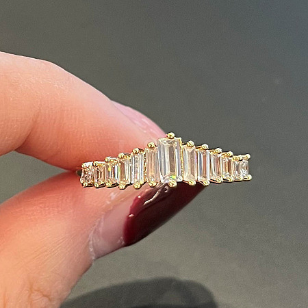 Brass Micro Pave Clear Cubic Zirconia Finger Rings FS-WGE2097-10-1