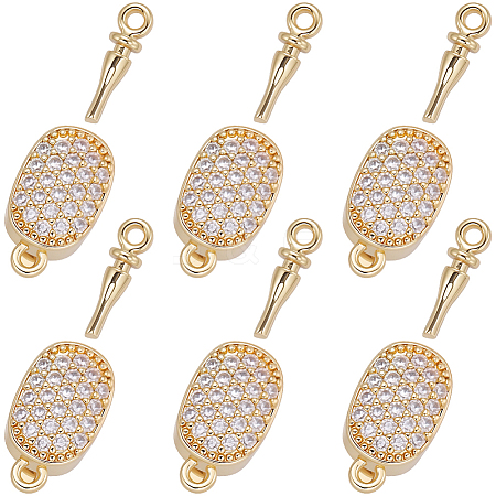 6Pcs Brass Micro Pave Clear Cubic Zirconia Box Clasps KK-BBC0019-66-1