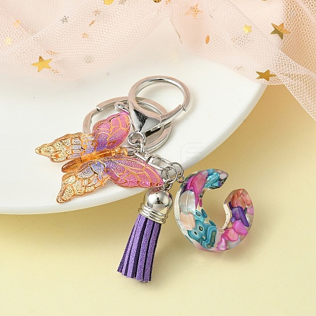 Resin Letter & Acrylic Butterfly Charms Keychain KEYC-YW00001-03-1