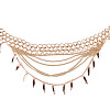 Alloy Curb Chain Leaf Charm Tassel Multi-Layered Waist Belly Chains FS-WGB4872-01-2