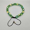 Adjustable Electroplated Faceted Cube Glass Braided Beaded Bracelets for Women Men DM4334-9-1