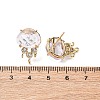 Brass Micro Pave Cubic Zirconia Stud Earring Findings with Natural Gemstone KK-Z096-05G-3