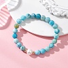 Natural Hemimorphite & Cultured Freshwater Pearl Round Beaded Stretch Bracelets for Women BJEW-JB13321-03-1