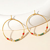 Colorful Original Design Brass Glass Seed Beads Hoop Earrings AJ3683-2