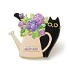Black Cat & Flower Enamel Pins JEWB-Z048-09G-01-1