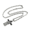 Religion 201 Stainless Steel Enamel Black Virgin Mary Cross Pendant Necklaces NJEW-C104-02A-2