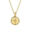 Brass Clear Cubic Zirconia Compass Pendant Cable Chain Necklaces PW-WG2438B-01-1