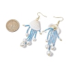 Glass & Natural Shell & Non-magnetic Synthetic Hematite Dangle Earrings EJEW-MZ00383-03-3