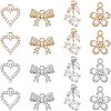 16Pcs 8 Style  Rack Plating Brass Micro Pave Cubic Zirconia Charms ZIRC-FH0001-17-1
