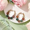 Natural Agate Beaded Hoop Earrings EJEW-JE05880-2