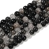 Natural Black Rutilated Quartz Beads Strands G-R447-8mm-03-01-1