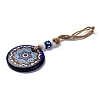 Flat Round with Evil Eye Lampwork Pendant Decoration HJEW-Z005-01C-2