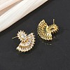 Fan-Shaped Brass & Clear Cubic Zirconia Stud Earrings for Women KK-CBA36A2-13G-3