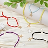 FIBLOOM 5Pcs 5 Colors Alloy Starfish Pendant Necklaces Set with Glass Beaded Chains NJEW-FI0001-39-5
