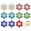 12Pcs 6 Colors Brass Rhinestone Cufflinks BUTT-GL0001-06-1
