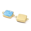 Brass Pave Synthetic Opal Square Connector Charms KK-A239-06G-2