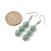 Dyed Nature Lava Rock Round Beaded Dangle Earrings for Women EJEW-JE05636-03-3