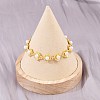 Brass & White Round ABS Plastic Pearl Shell Shape Link Chain Bracelets for Women BJEW-L707-03G-2