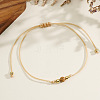 Casual Brass Bead Khaki Wax Thread Semi-Precious Natural Gemstone Bracelets Sets JA4012-4