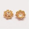 Long-Lasting Plated Brass Micro Pave Grade AAA Cubic Zirconia Fancy Bead Caps ZIRC-G090-59G-2