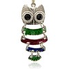 Antique Silver Alloy Enamel Owl Pendants ENAM-J174-01AS-1