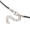 Handmade Blue and White Porcelain & Glass Seed Beaded Flower Pendant Waxed Cotton Cord Necklaces NJEW-MZ00141-5